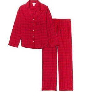 Victoria's Secret The Flannel PJ Set Red Plaid Soft with Pockets